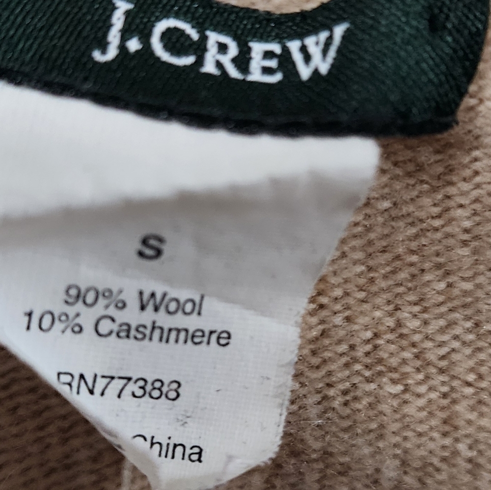 J.CREW CASHMERE/WOOL V-NECK tan/cream  LONG SLEEVE CARDIGAN SWEATER S - Picture 3 of 8